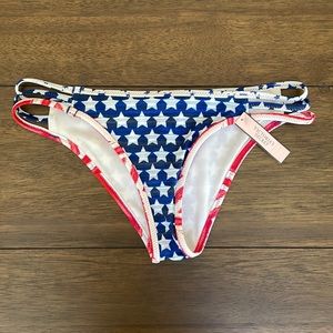 NEW Victoria's Secret Patriotic Strappy Bikini Swim Bottoms X-Small